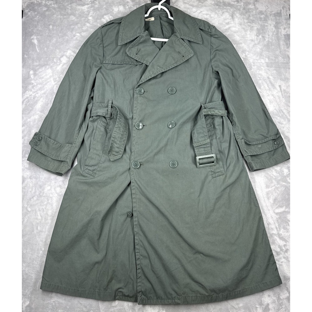 Vtg 1969 US Army Quarpel Raincoat Mens 38S Army Green Trench Rolane Sportswear